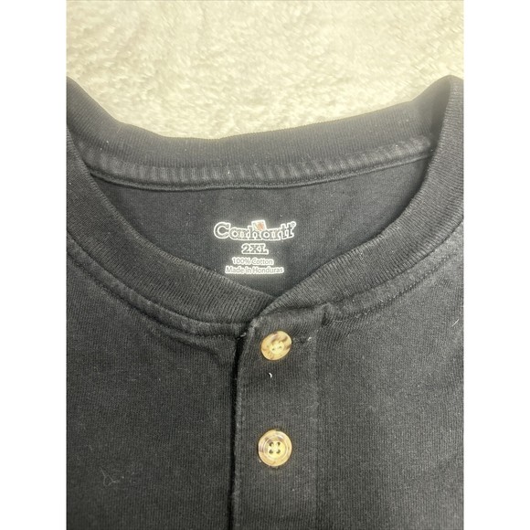 CARHARTT Men's Size 2XL Original Fit Short Sleeve Pocket Henley T-Shirt Black - Picture 3 of 6